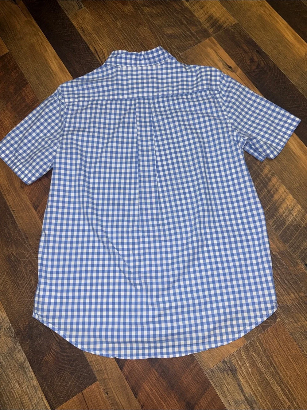 Polo Ralph Lauren Boys XL 18-20 Blue White Gingham Natural Stretch Button Down
